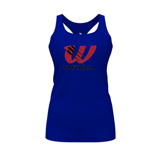 [CUS-DFW-RCBK-PER-RYL-FYS-LOGO2] Racerback Tank Top (Female Youth S, Royal, Logo 2)