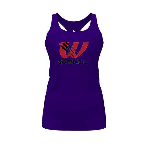 [FT0TRBPP-FYS-LOGO2] Decker Racerback Tank Top (Female Youth S, Purple, Logo 2)