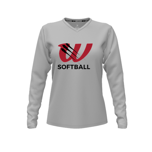 [CUS-DFW-TEES-CMF-VNK-LSL-GRY-FYXS-LOGO2] Comfort T-Shirt (Female Youth XS, Gray, V Neck, Logo 2, Long Sleeve)