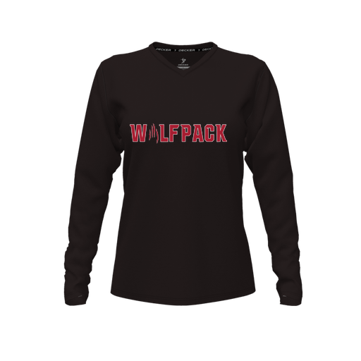 [CUS-DFW-TEES-PER-VNK-LSL-BLK-FYXS-LOGO1] Performance T-Shirt (Female Youth XS, Black, V Neck, Logo 1, Long Sleeve)