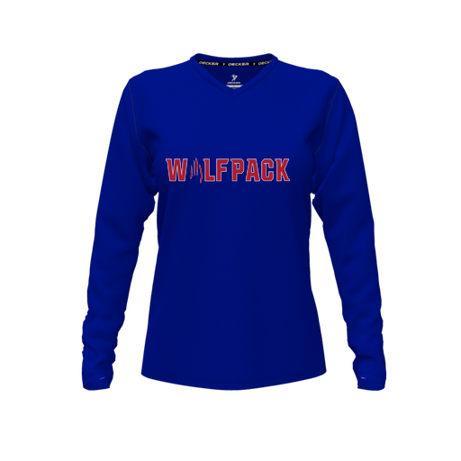 [FTLVPTRY-FYXS-LOGO1] Decker Performance T-Shirt (Female Youth XS, Royal, V Neck, Logo 1, Long Sleeve)