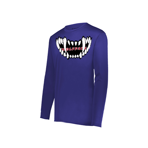 [222823.747.S-LOGO3] Youth LS Smooth Sport Shirt (Youth S, Purple, Logo 3)