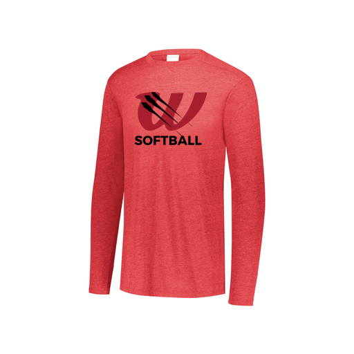 [FTLCUBRD-YS-LOGO2] Decker Youth Tri-Blend T-Shirt - Long Sleeve (Youth S, Red, Logo 2)